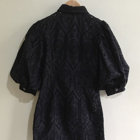Ganni Eyelet Puff Sleeve Dress - Picture 7 of 9